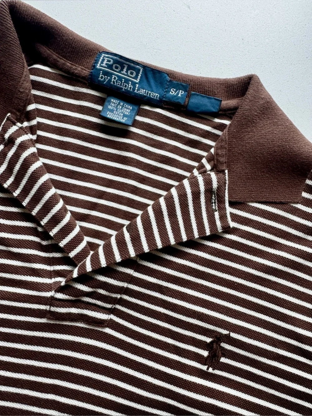 Polo by Ralph Lauren Brown and White Striped Polo
